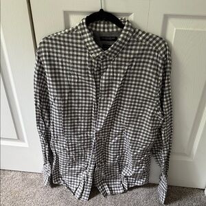 Banana Republic Black and White Checkered Casual Button Down Shirt